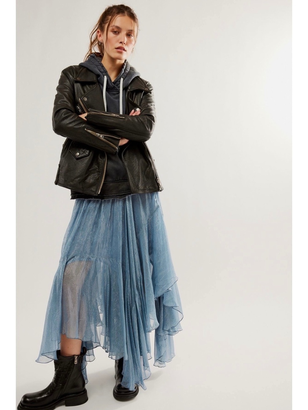 Free People FP One Clover Shine Skirt Moonlight Ocean Small